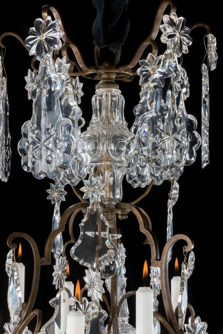 Late 19th Century Bronze and Cut-Glass Chandelier 2