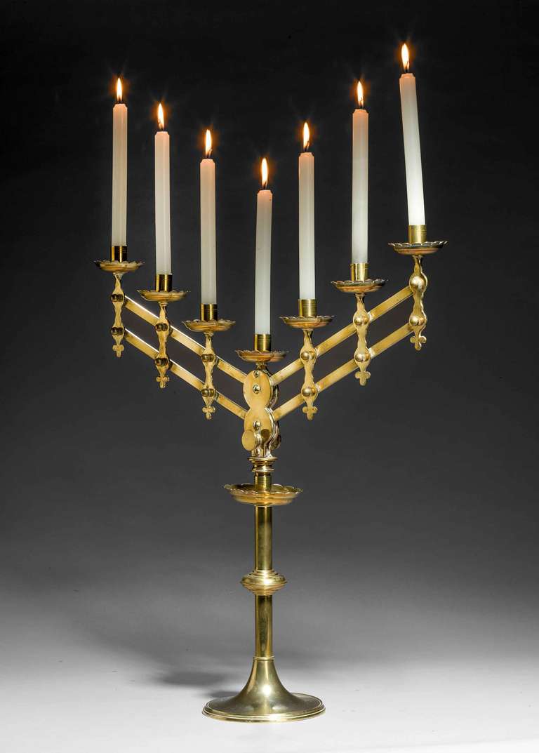 19th Century Adjustable Brass Menorah 1