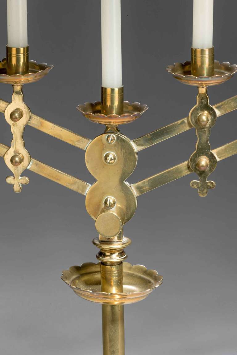 19th Century Adjustable Brass Menorah 3