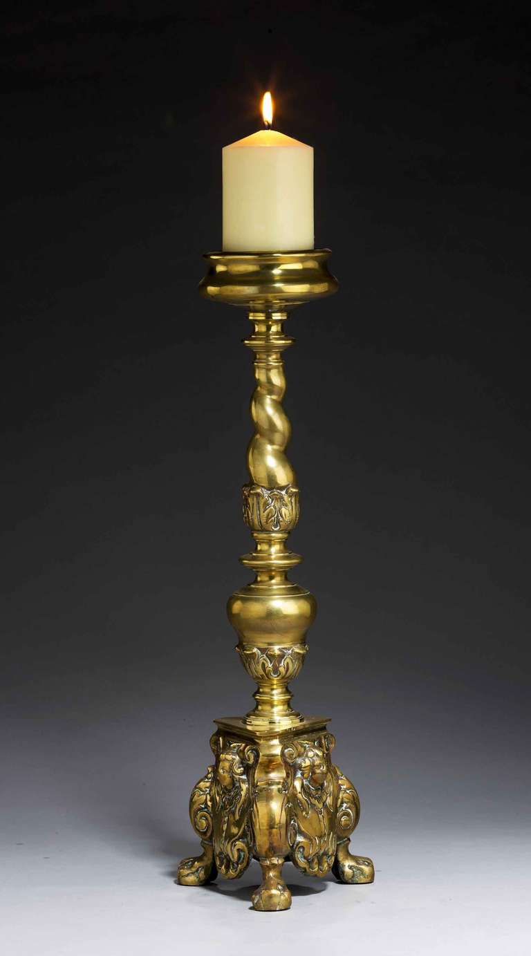 Massive Cast 19th Century Candle Pricket 5