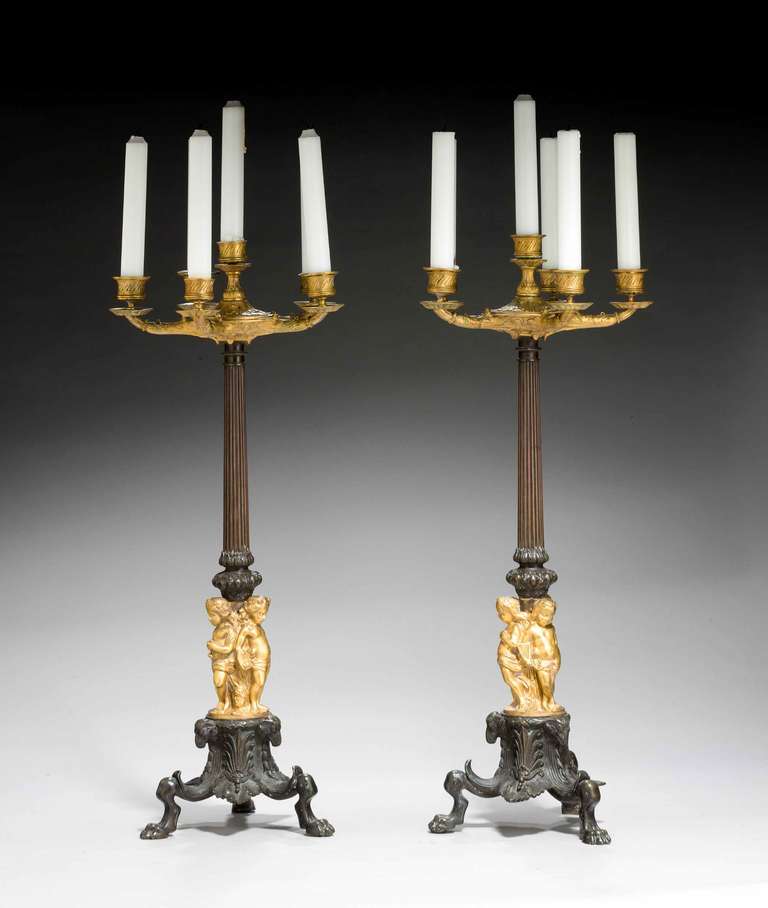 Pair of 19th Century, Six-Arm Candelabras In Good Condition For Sale In Peterborough, Northamptonshire