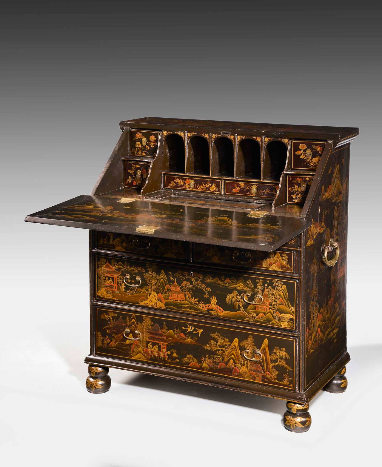 Fine and Rare Chinese Lacquered Writing Bureau For Sale 3