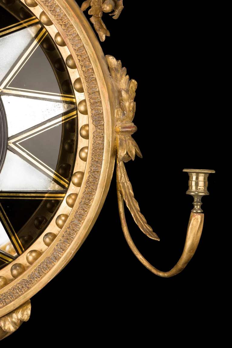 19th Century Regency Period Giltwood Convex Mirror