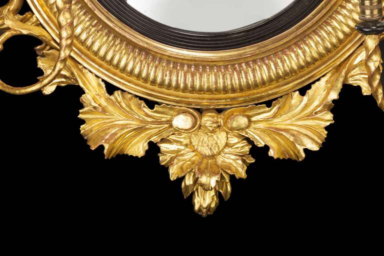 Regency Period Convex Mirror with a Rocaille Pediment Surmounted with an Eagle 1