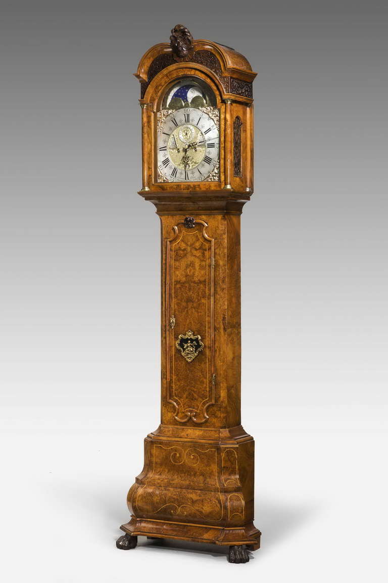 English Early 18th Century Walnut Longcase Clock by J Elias of Amsterdam
