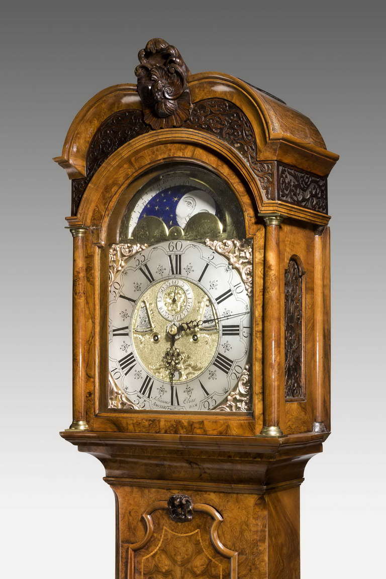 Early 18th Century Walnut Longcase Clock by J Elias of Amsterdam In Good Condition In Peterborough, Northamptonshire