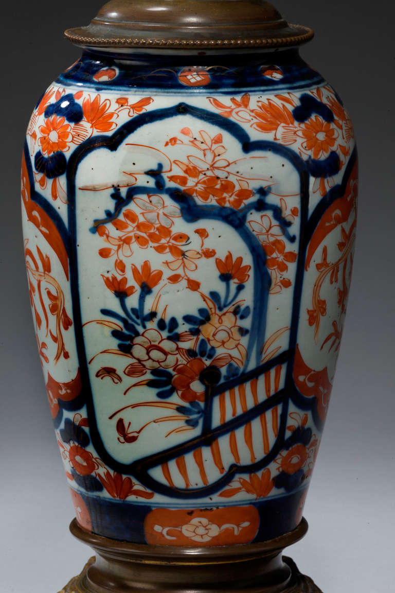 Single Japanese Imari Ovoid Vase Lamp In Excellent Condition In Peterborough, Northamptonshire