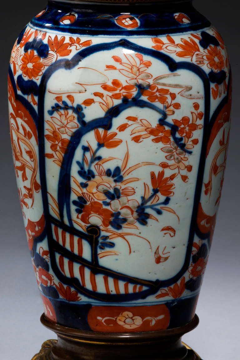 Porcelain Single Japanese Imari Ovoid Vase Lamp