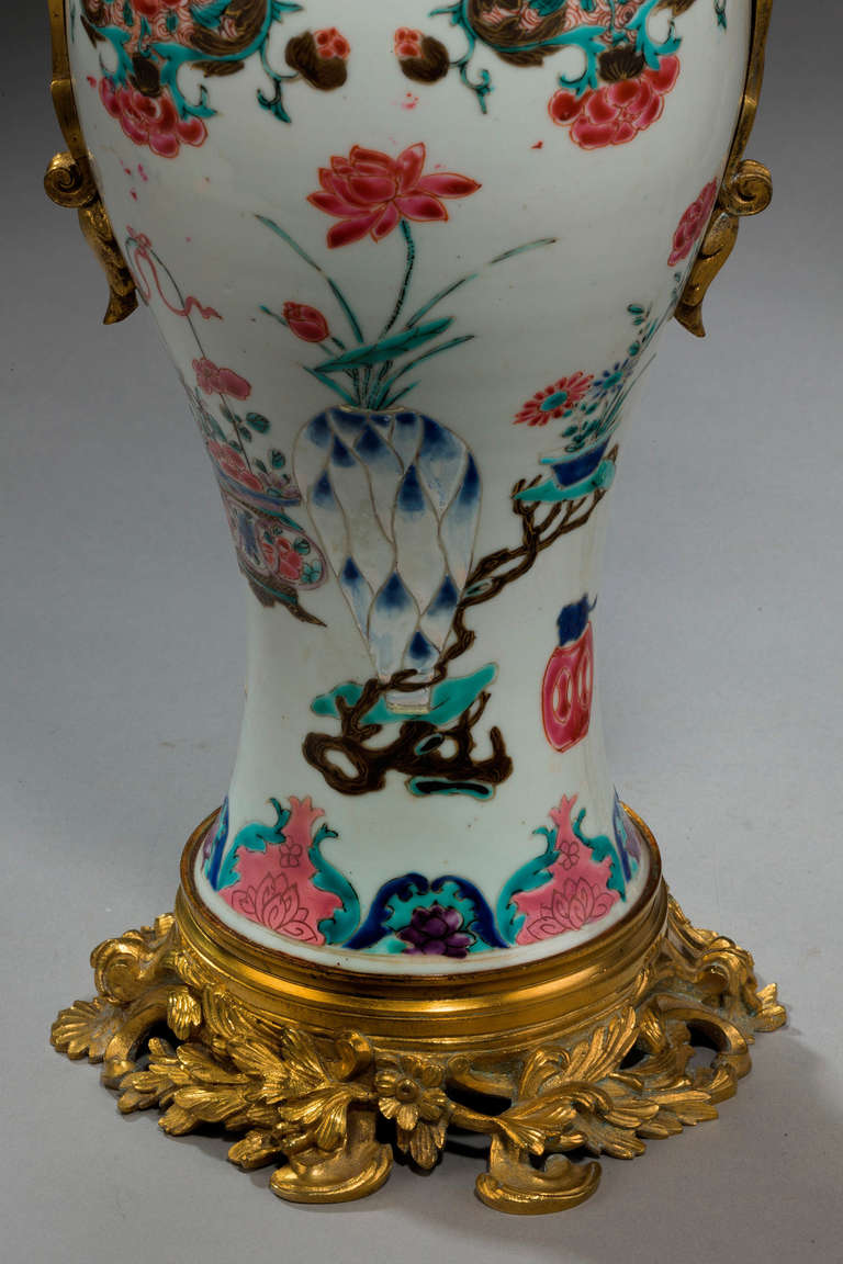 Chinese Pair of 18th Century Canton Porcelain Vase Lamps For Sale