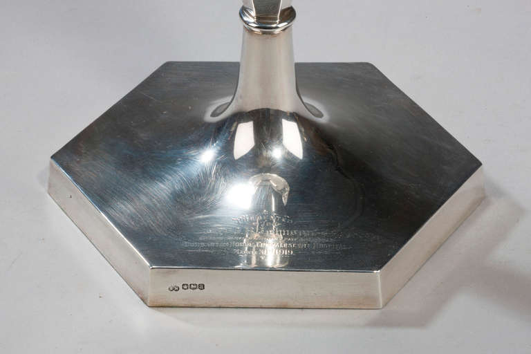 Early 20th century English Silver Hexagonal Lamp In Excellent Condition In Peterborough, Northamptonshire