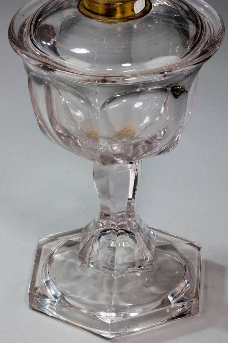British Pair of 1920s Glass Lamps