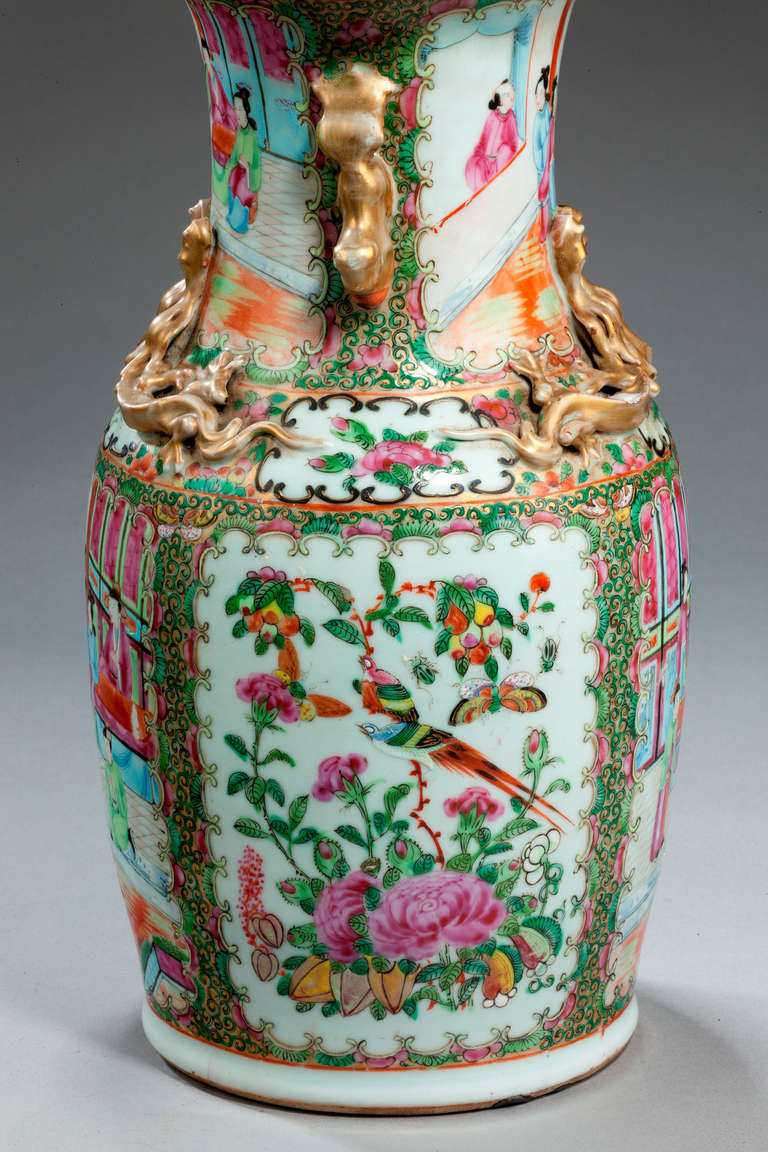 Chinese 19th Century Canton Vase Lamp