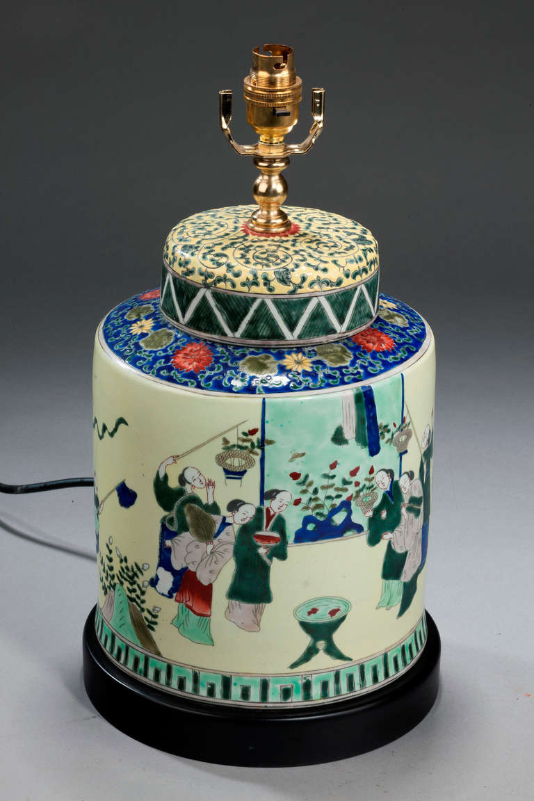 Chinese Pair of 20th century Lamps with Oriental Figures