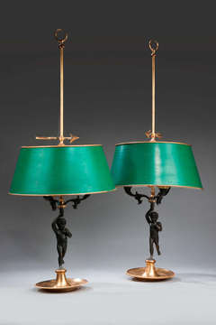 Pair of bronze And Gilt Bronze Bouillette Lamps