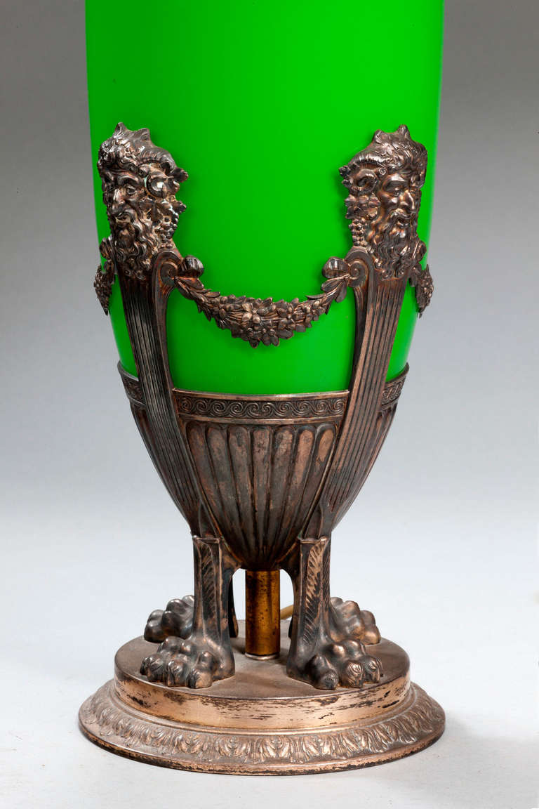 British 19th century Single Art Nouveau Opaline Lamp