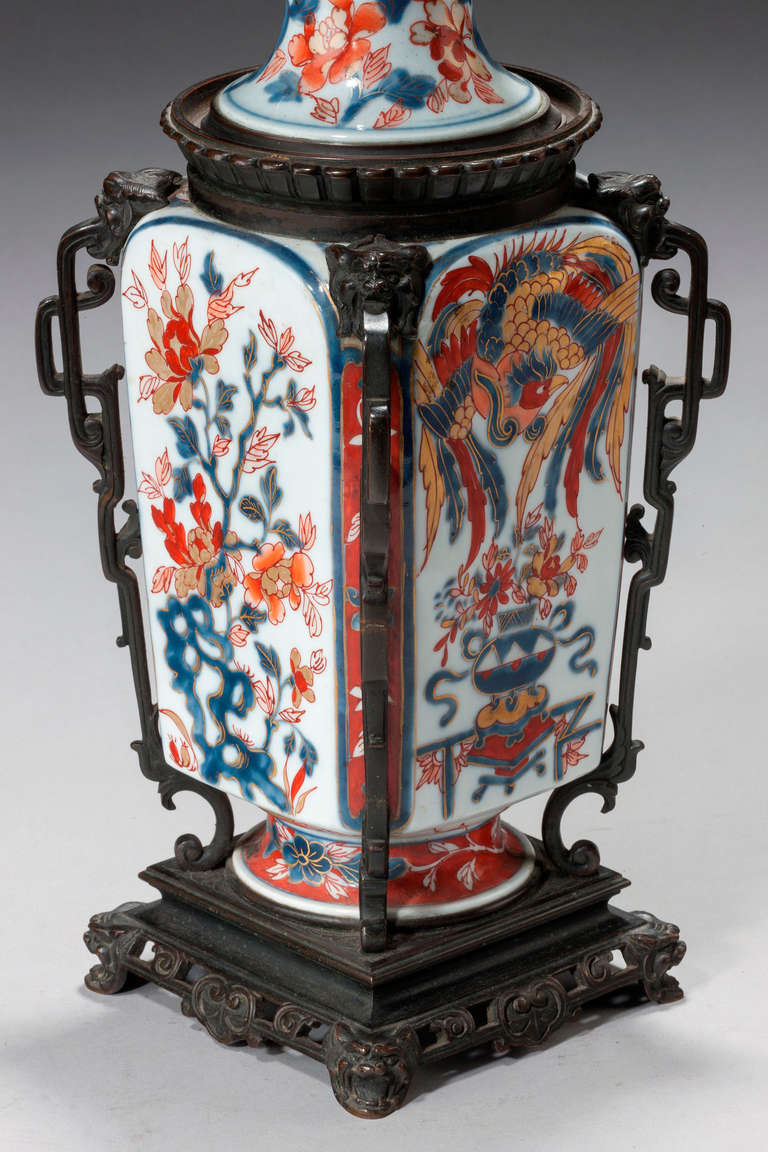 Japanese Imari Square Section Vase Lamp