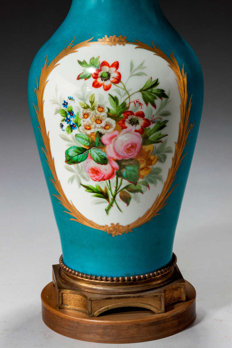 Late 19th Century Sèvres Style Porcelain Vase Lamp In Excellent Condition In Peterborough, Northamptonshire