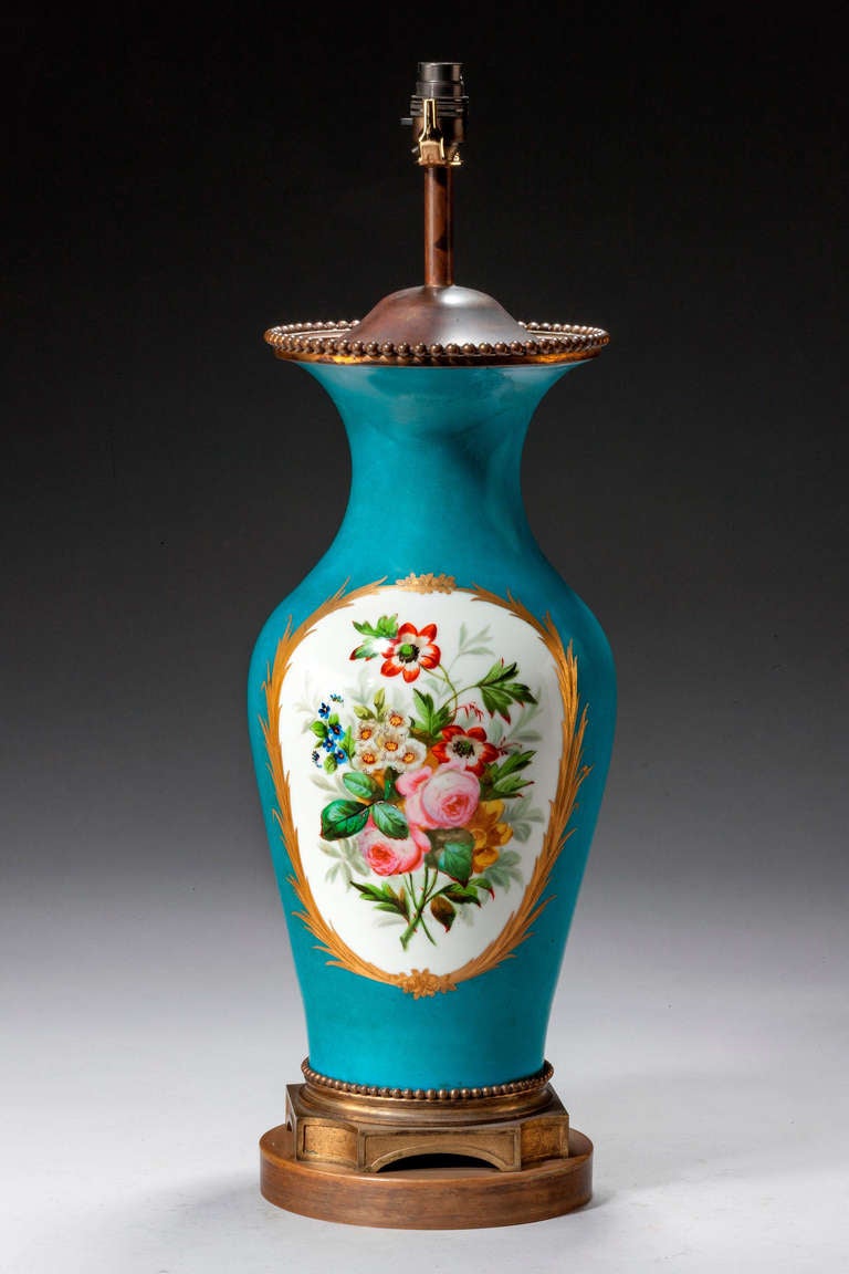 Late 19th Century Sèvres Style Porcelain Vase Lamp 1