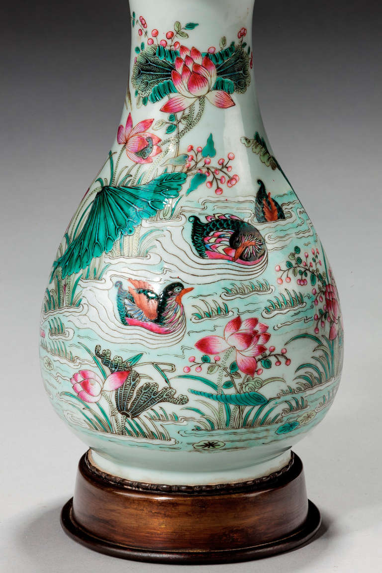 Chinese Late 19th Century Canton Porcelain Vase Lamp
