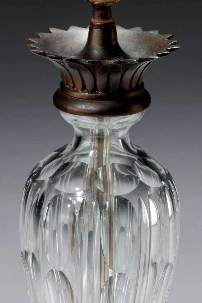 British Single 1920s Cut-Glass Lamp