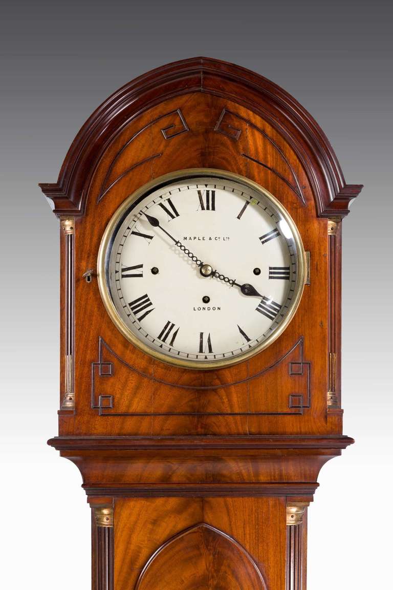 Late 19th Century Mahogany Longcase Clock by Maple and Co In Good Condition In Peterborough, Northamptonshire