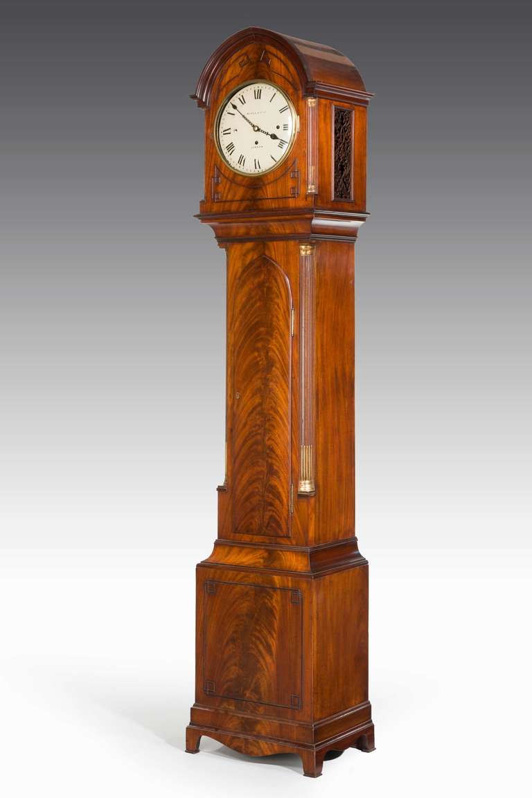 English Late 19th Century Mahogany Longcase Clock by Maple and Co