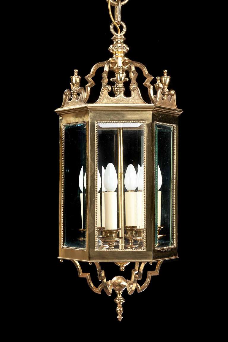 British Late 20th Century Gilt Bronze Lantern