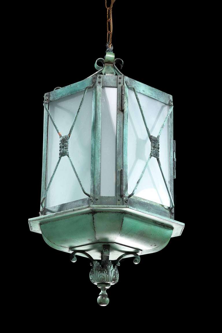 British Late 19th Century Bronze Hall Lantern
