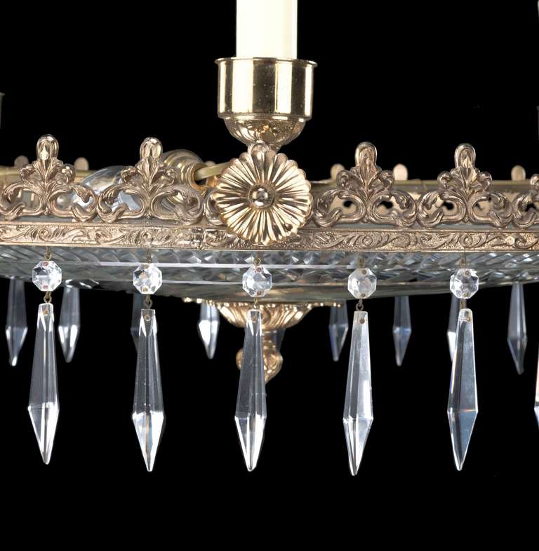 20th Century Regency Style Cut glass Plafonnier. 23 Inch Diameter