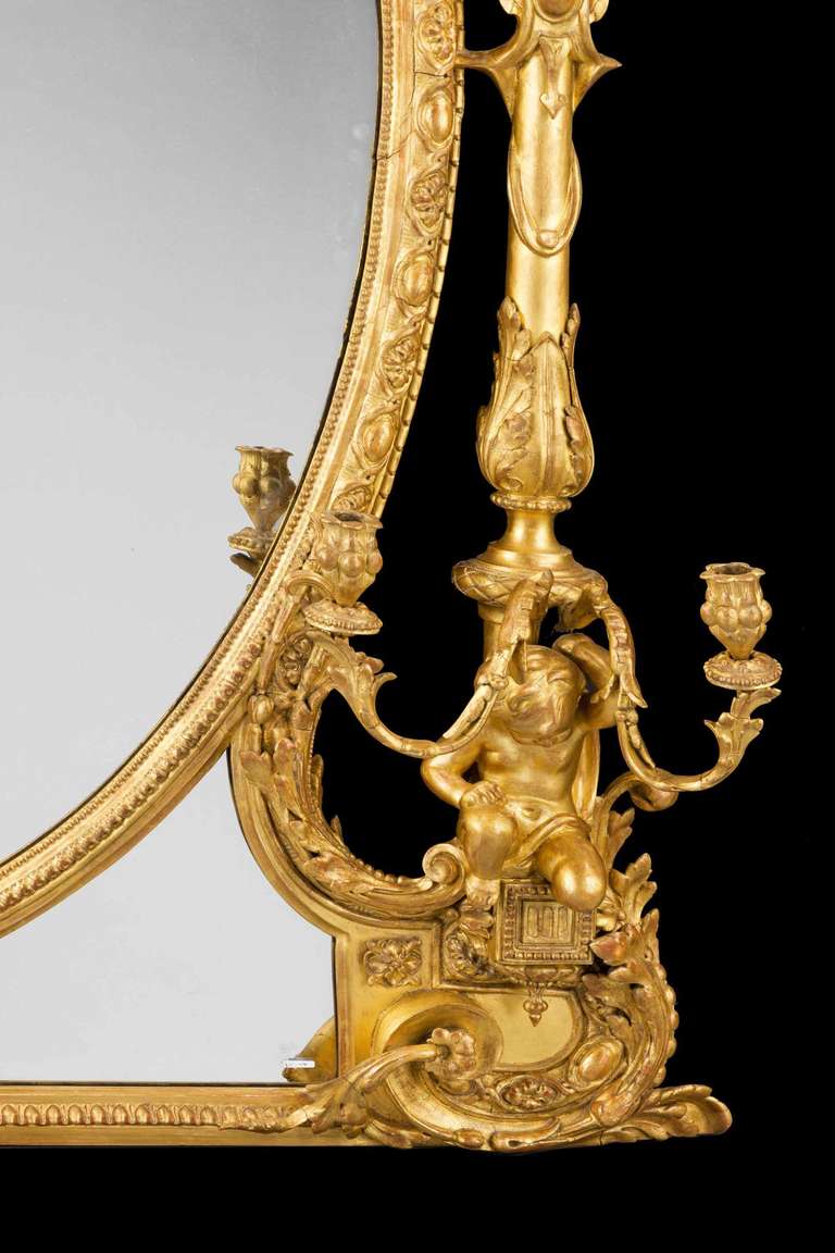 19th Century Giltwood and Gesso Overmantel Mirror 1