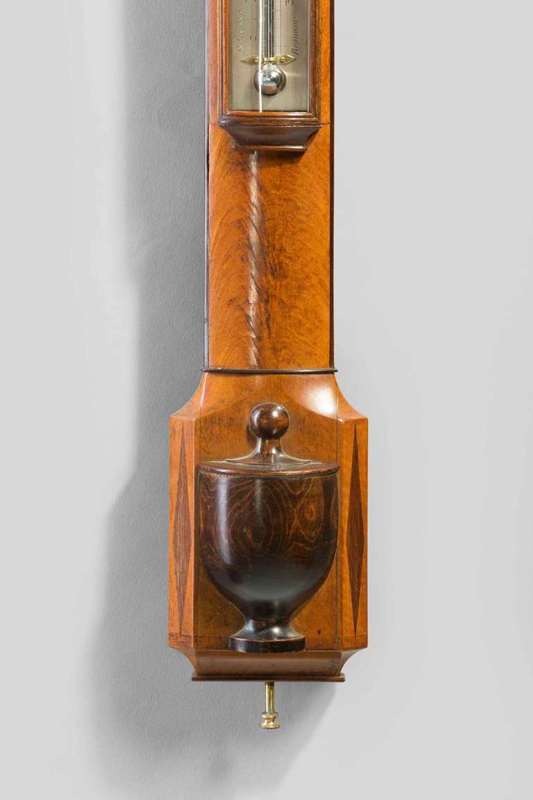 George III Period Bow Fronted Barometer by Thomas Rubergall In Good Condition In Peterborough, Northamptonshire