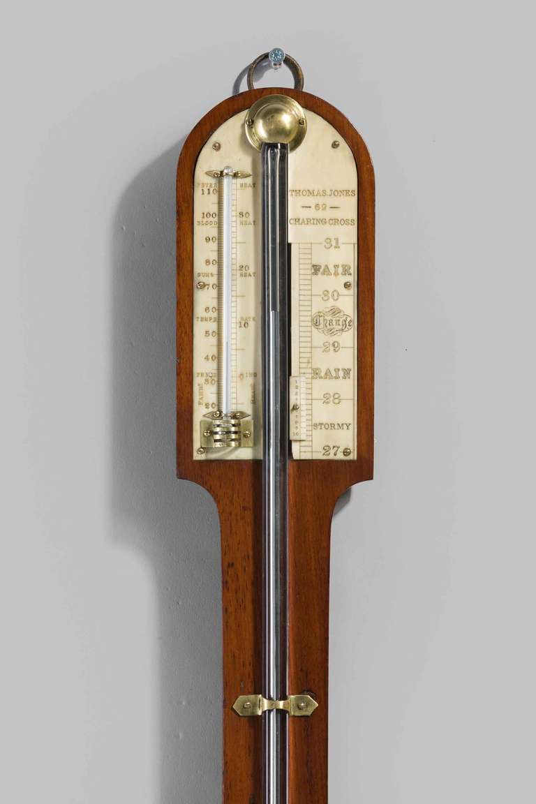 A Good 19th Century Walnut Stick Barometer by Thomas Jones 62 Charing Cross London (1775- 1852)

Thomas Jones was one of the most famous early barometer makers having been apprenticed to Jesse Ramsden in 1789 and was in business on his own by 1805