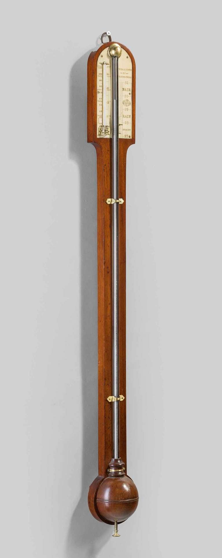 19th Century Walnut Stick Barometer by Thomas Jones 1