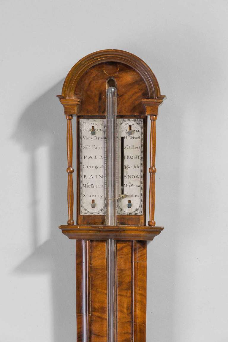 English Early 18th Century Walnut Barometer