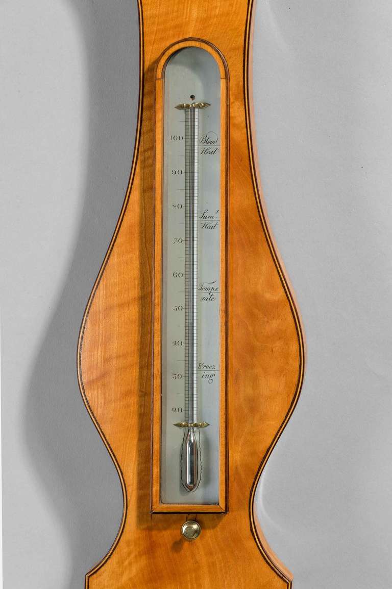 19th Century George III Period 10 ins Satinwood Wheel Barometer by Vecchio