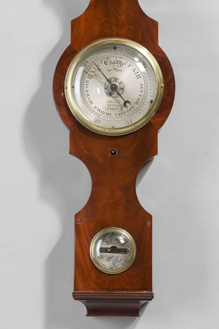 Mahogany Regency Period 4 ins Dial Barometer by I. Davis of Leeds Yorkshire For Sale