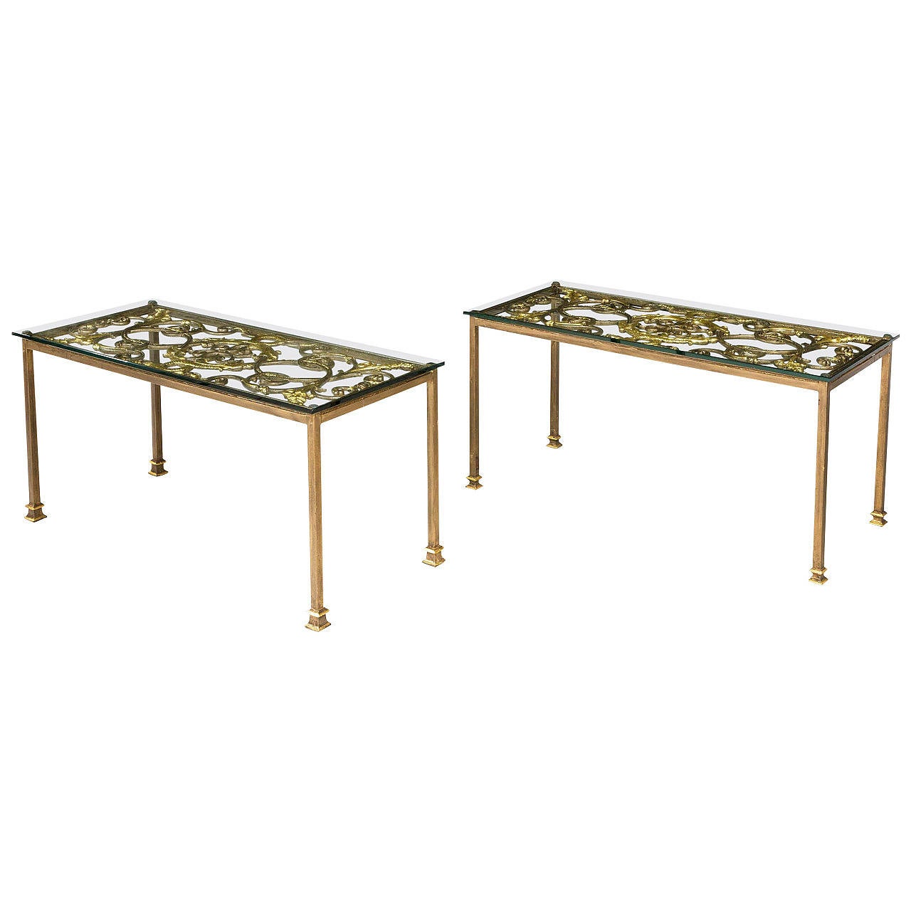 Pair of Cast Iron End Tables For Sale at 1stDibs