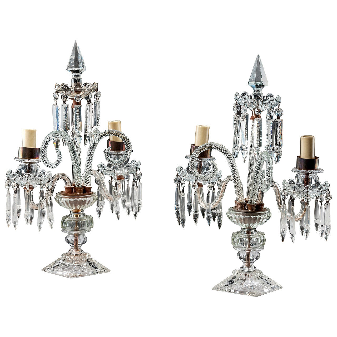 Pair of Cut Glass Candelabras