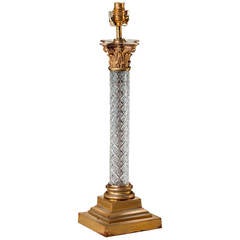 Fine Hobnail Cut Glass Column Lamp