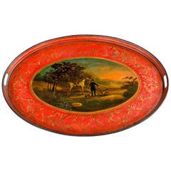 Antique Mid-19th Century Well Painted Tole Tray