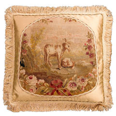 Cushion: 18th Century, Wool. Depicting a Scene from Aesop's Fables