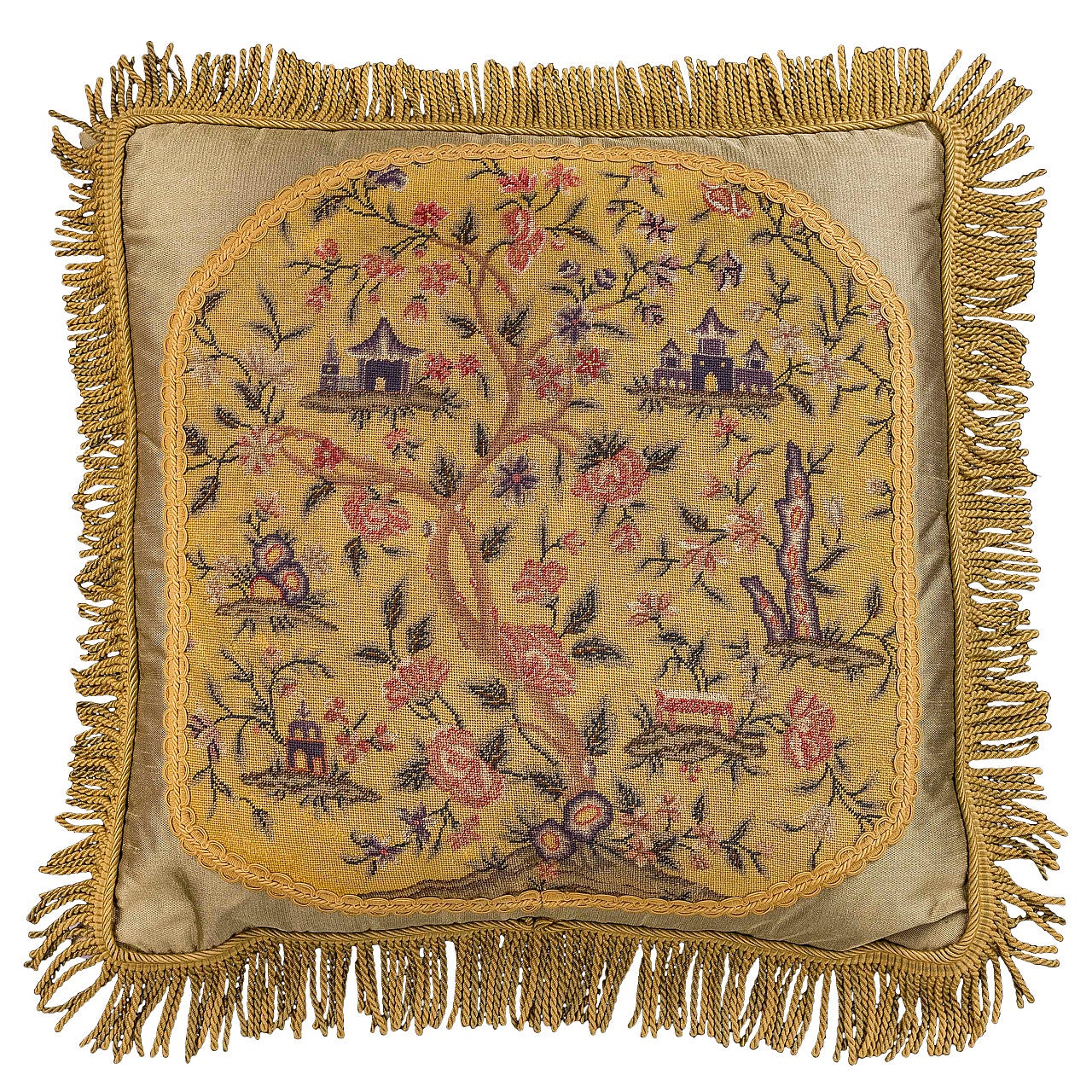 Cushion: 18th Century, Wool. A Framework of Oriental Foliage