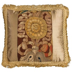 Cushion: Early 18th Century, Flemish Tapestry with a Silk Border