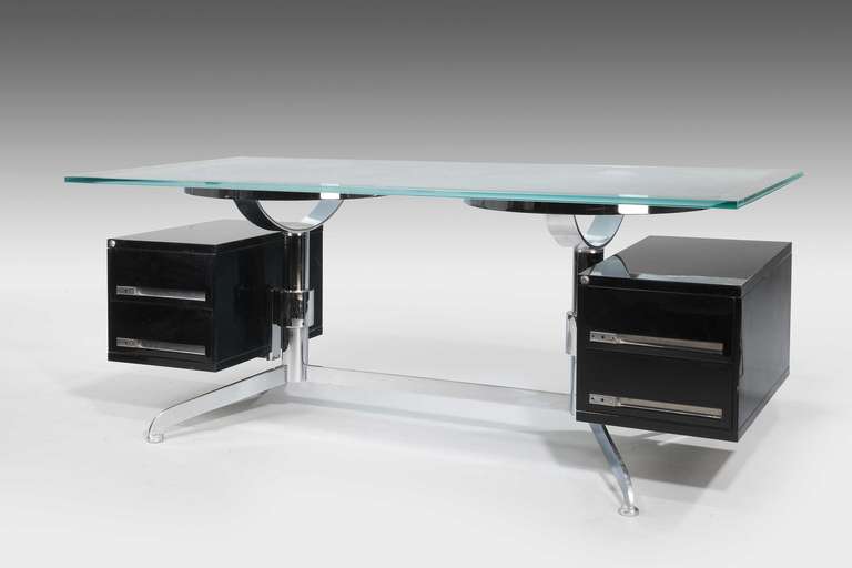 Metalwork 1970s French Chrome Desk