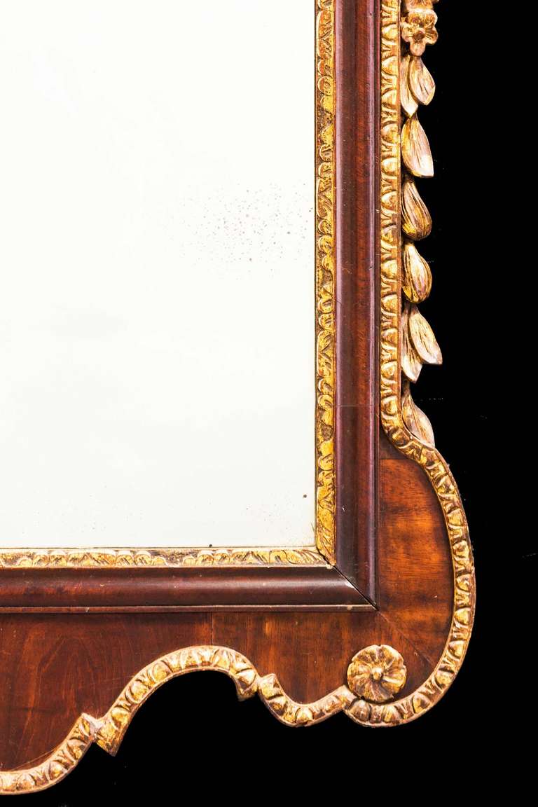18th Century and Earlier George II Period Walnut and Parcel-Gilt Mirror