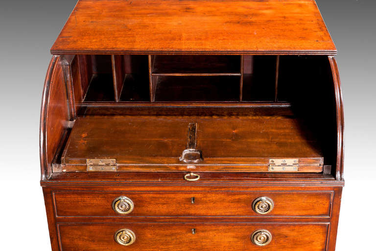 18th Century and Earlier Late 18th Century Mahogany Cylinder Bureau For Sale