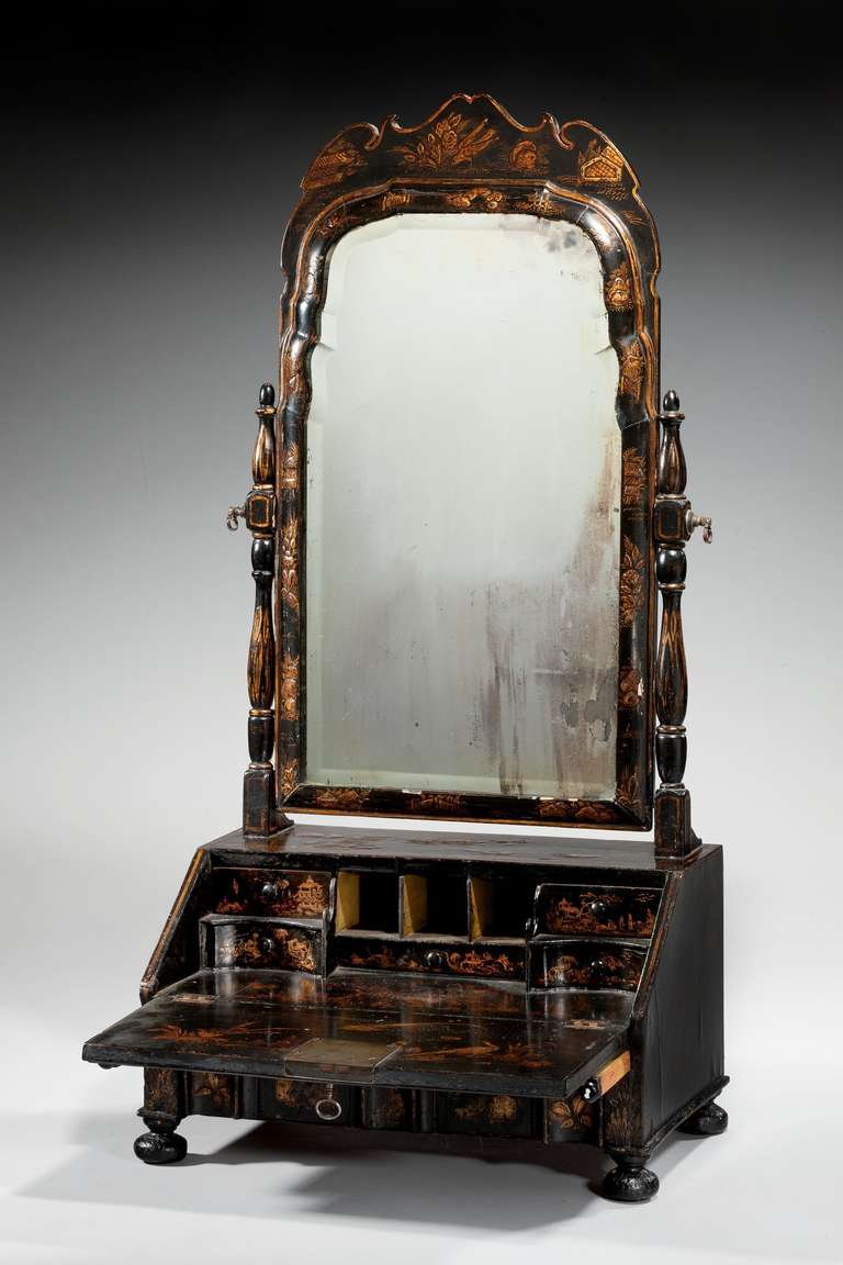 Queen Anne Period Lacquered Dressing Mirror 2