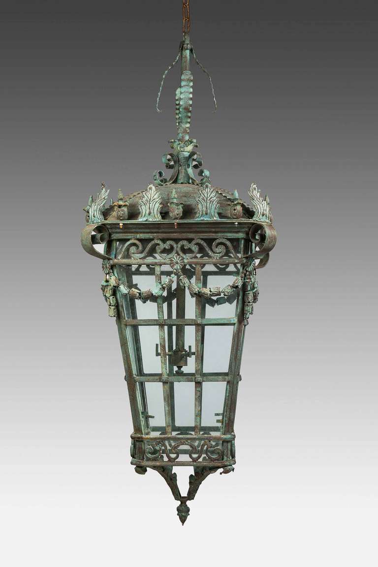 British Early 20th Century Bronze Lantern For Sale