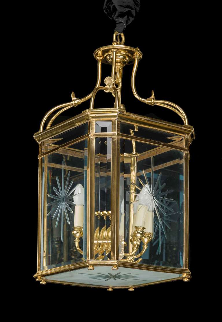 British Regency Style Gilt Bronze Lantern For Sale