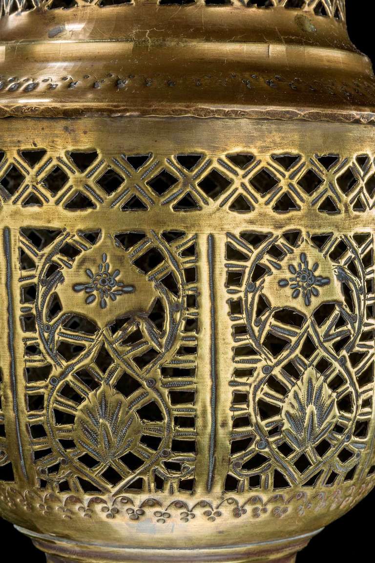 Eastern Pierced Brass Lantern In Good Condition In Peterborough, Northamptonshire